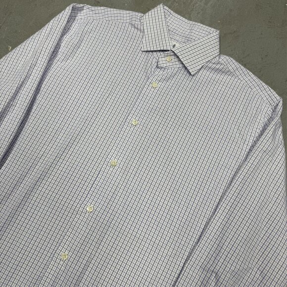 Emanuel Berg Paris Dress Shirt White / Blue Check Italy Cotton 15.5 Medium - Picture 2 of 9
